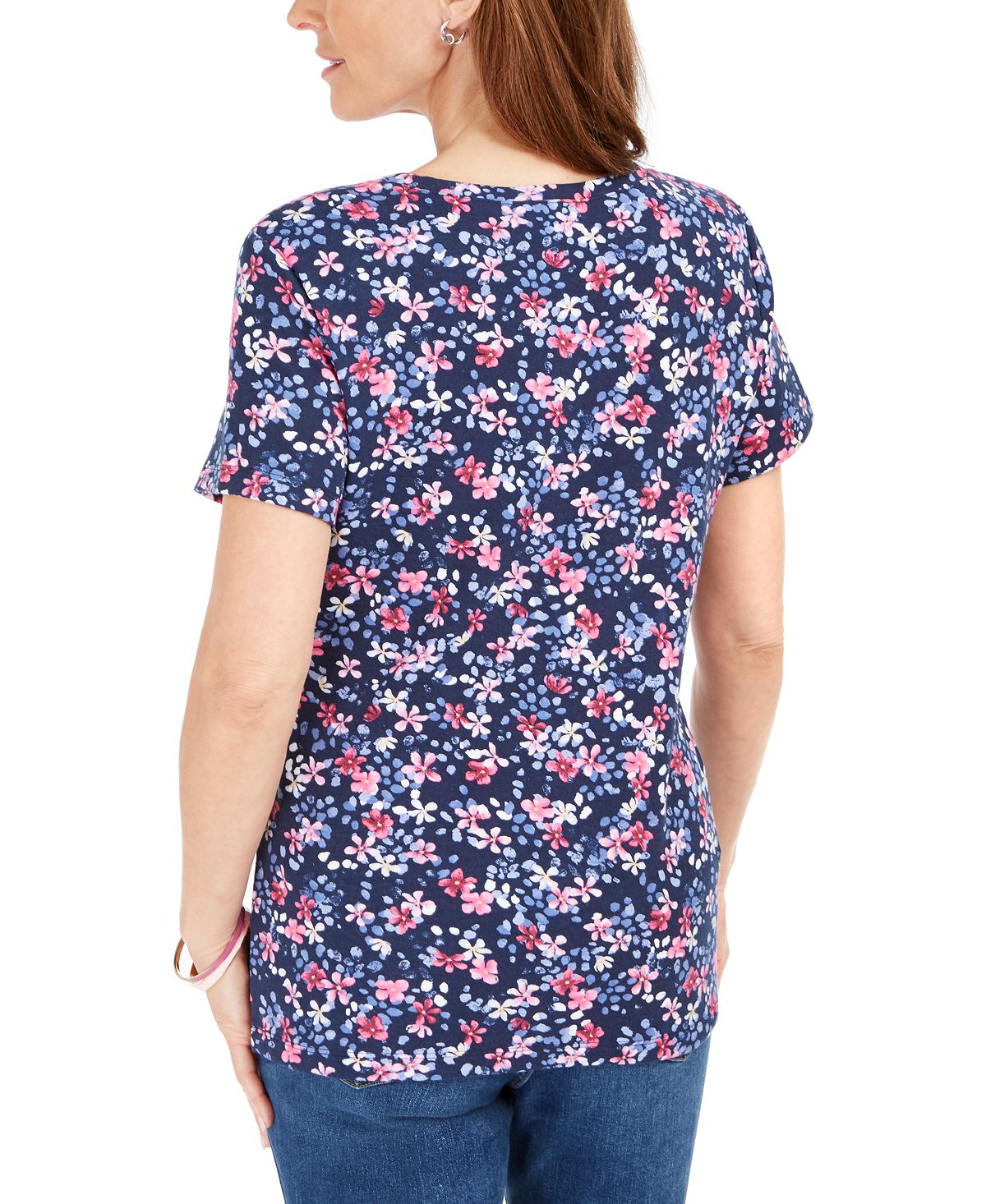 Karen Scott Blusa Henley Estampada Feminina Azul Tamanho P