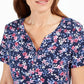 Karen Scott Blusa Henley Estampada Feminina Azul Tamanho P