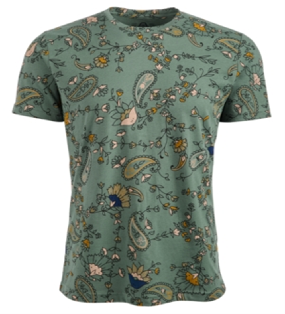 Camiseta masculina American Rag com estampa floral Paisley, verde, tamanho pequeno