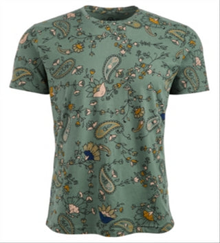 Camiseta masculina American Rag com estampa floral Paisley, verde, tamanho pequeno