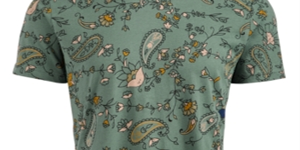 Camiseta masculina American Rag com estampa floral Paisley, verde, tamanho pequeno