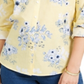 Camisa feminina Charter Club com estampa floral e mistura de linho, amarela, tamanho pequeno