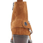 Botas femininas DKNY Mina acolchoadas, bico quadrado, salto bloco, zíper, couro, marrom, tamanho 9 M