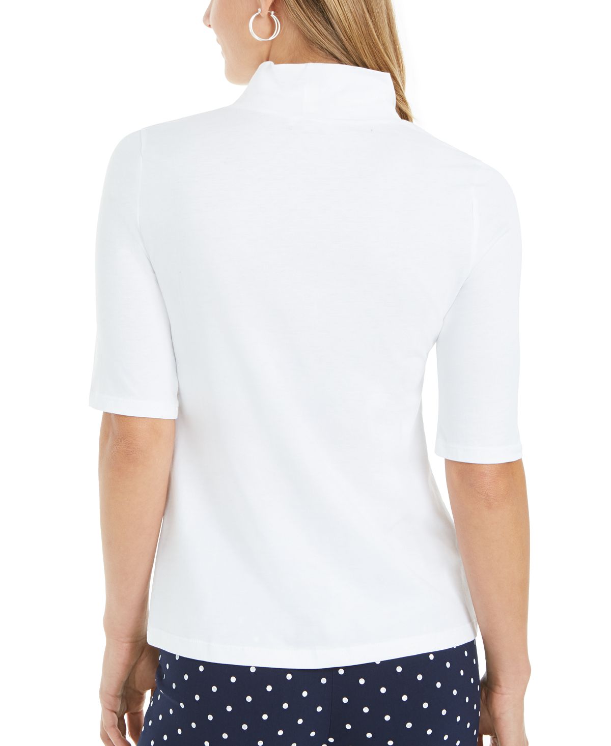 Camiseta feminina Charter Club Supima Cotton com gola simulada, branca, tamanho XX-G