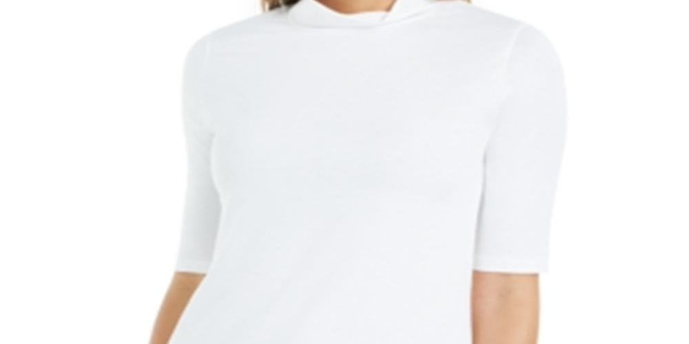 Camiseta feminina Charter Club Supima Cotton com gola simulada, branca, tamanho XX-G