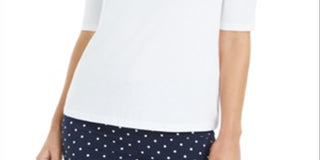 Camiseta feminina Charter Club Supima Cotton com gola simulada, branca, tamanho XX-G