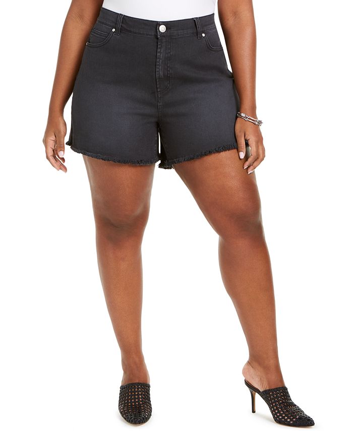 Shorts femininos de cintura alta, elásticos, desfiados e com bolsos, rosa, celebridade, tamanho 20W