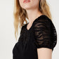Blusa feminina de gola redonda INC International Concepts, preta, tamanho médio