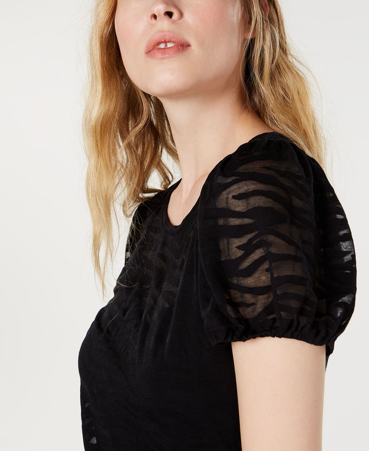 Blusa feminina de gola redonda INC International Concepts, preta, tamanho médio