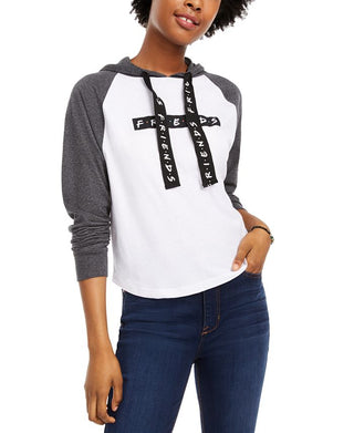 Moletom com capuz manga raglan Modern Lux Junior's Friends, branco, tamanho médio