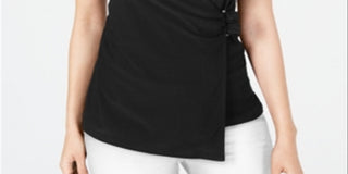 Top assimétrico feminino Alfani, preto, tamanho 2XL