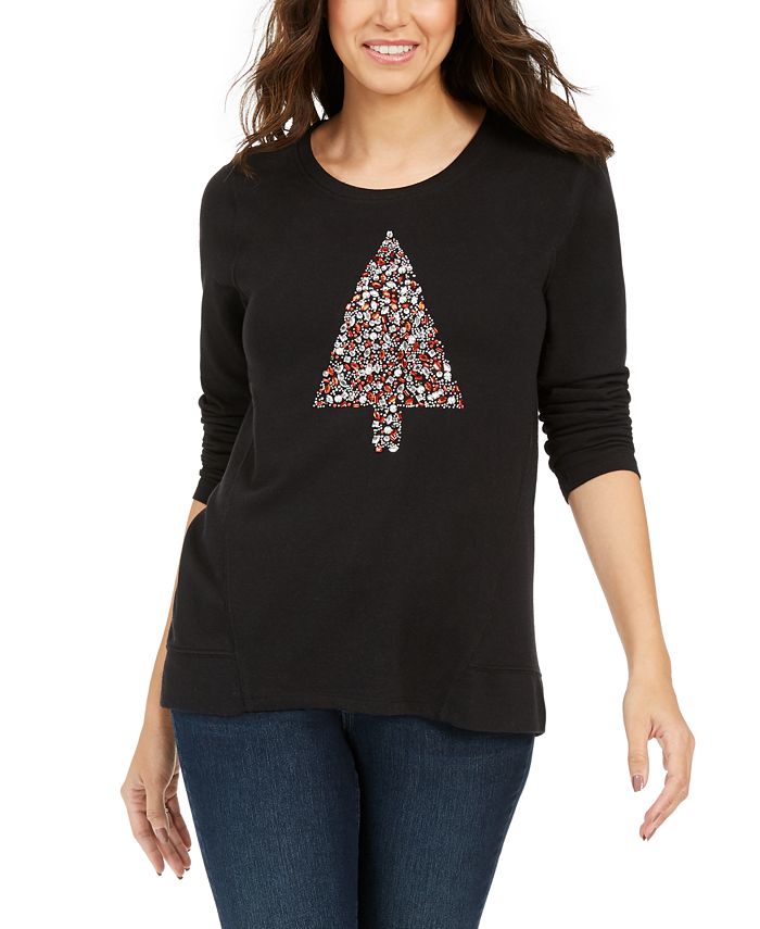 Moletom feminino com estampa de árvore da Style &amp; Co, preto, tamanho XX-G