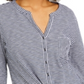 Camisa feminina de algodão listrada com amarração frontal, preta, tamanho pequeno S, da Style &amp; Co