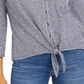 Camisa feminina de algodão listrada com amarração frontal, preta, tamanho pequeno S, da Style &amp; Co