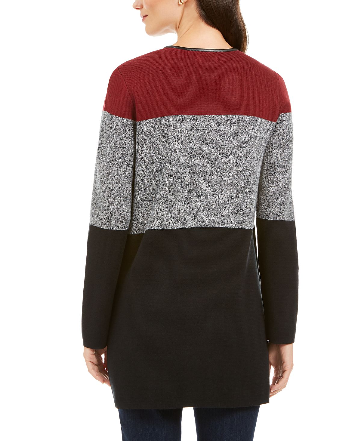 Cardigan feminino Charter Club Milano Cotton Colorblocked, preto, tamanho P