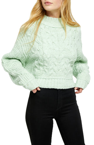 Suéter de malha Merry Go Round feminino da Free People, verde, tamanho pequeno