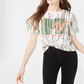 Camiseta cropped estampada MTV Love Tribe Juniors, tamanho P, branca de neve
