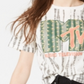 Camiseta cropped estampada MTV Love Tribe Juniors, tamanho P, branca de neve