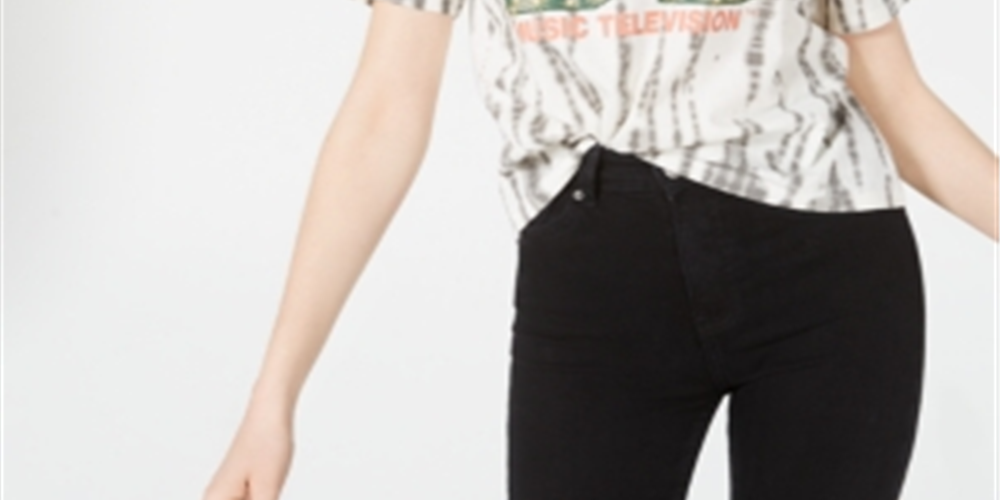 Camiseta cropped estampada MTV Love Tribe Juniors, tamanho P, branca de neve