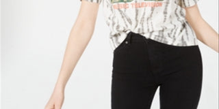 Camiseta cropped estampada MTV Love Tribe Juniors, tamanho P, branca de neve