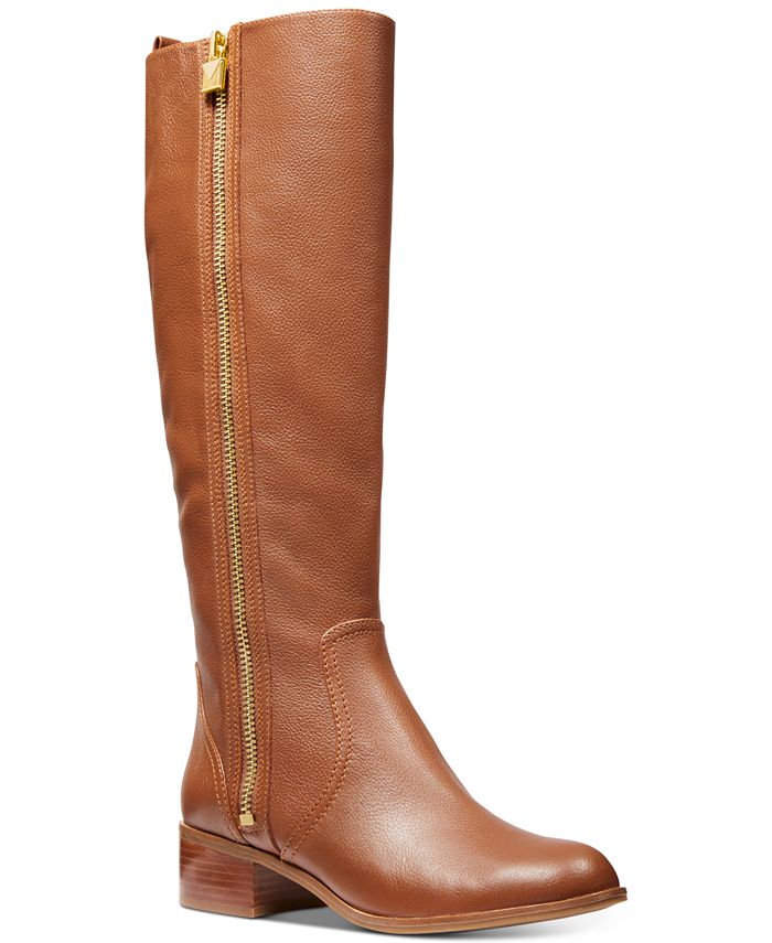 Botas de montaria Michael Kors Frenchie de couro femininas, tamanho 5 M, marrom