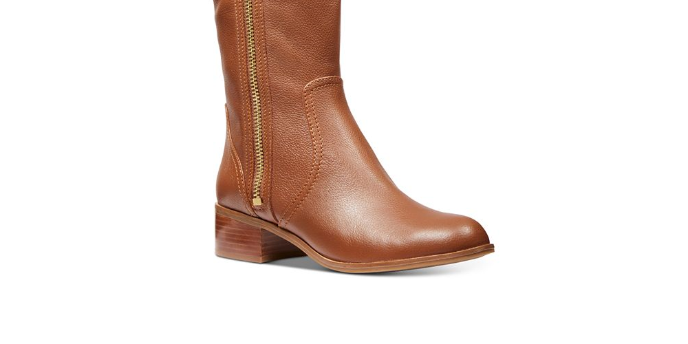 Botas de montaria Michael Kors Frenchie de couro femininas, tamanho 5 M, marrom