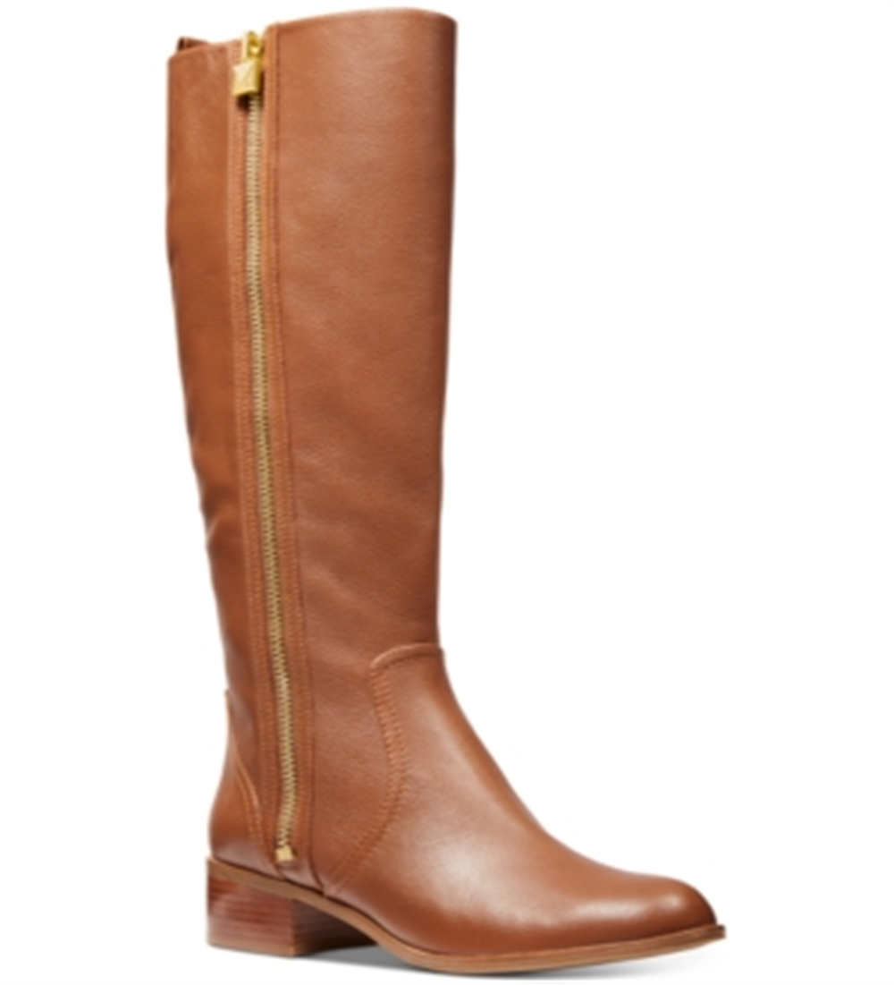 Botas de montaria Michael Kors Frenchie de couro femininas, tamanho 5 M, marrom