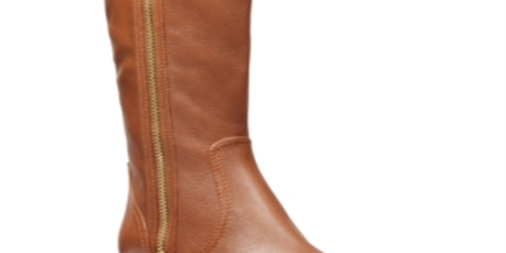 Botas de montaria Michael Kors Frenchie de couro femininas, tamanho 5 M, marrom