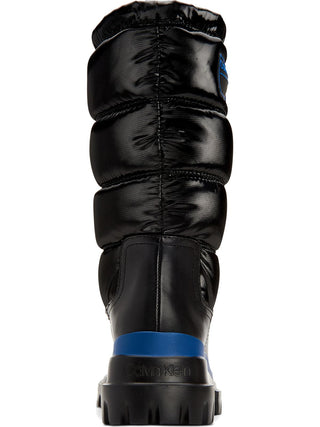 Botas de neve femininas Calvin Klein resistentes à água com bico redondo, pretas, tamanho 11 M