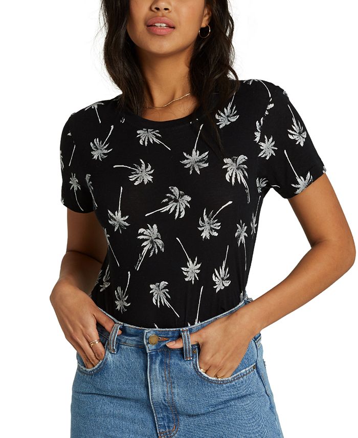 Blusa feminina Billabong Palm Tree New Soul Babe Crewneck preta, tamanho M