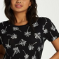 Blusa feminina Billabong Palm Tree New Soul Babe Crewneck preta, tamanho M