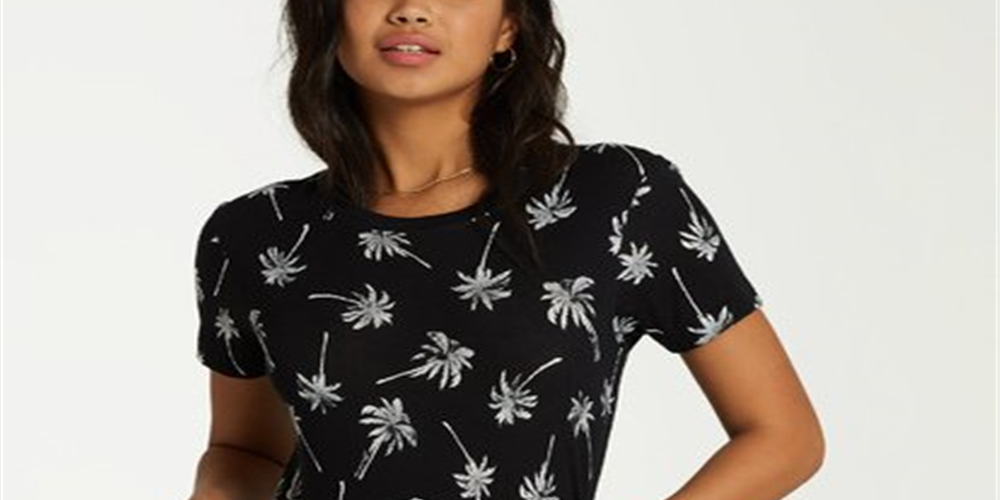 Blusa feminina Billabong Palm Tree New Soul Babe Crewneck preta, tamanho M