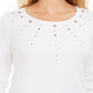 Karen Scott Top Feminino de Algodão com Ilhós e Enfeites Branco Tamanho X-S