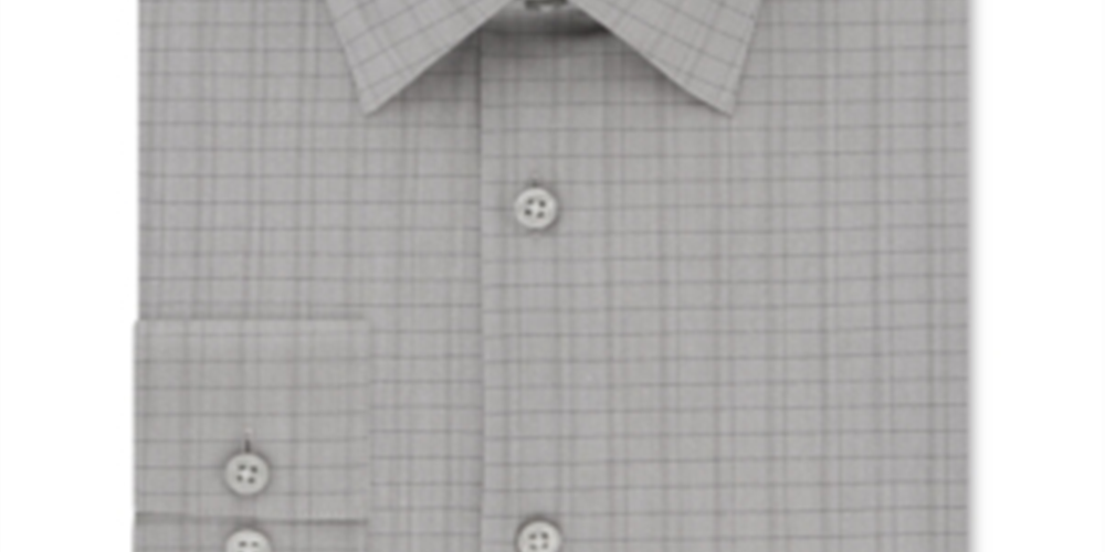 Camisa social masculina Calvin Klein Infinite Color Slim Fit, sem passar, com estampa xadrez elástica, tamanho cinza, 18x34x35
