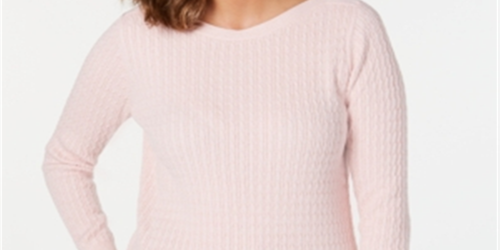 Karen Scott Suéter Feminino de Algodão com Gola Canoa Rosa Tamanho Médio