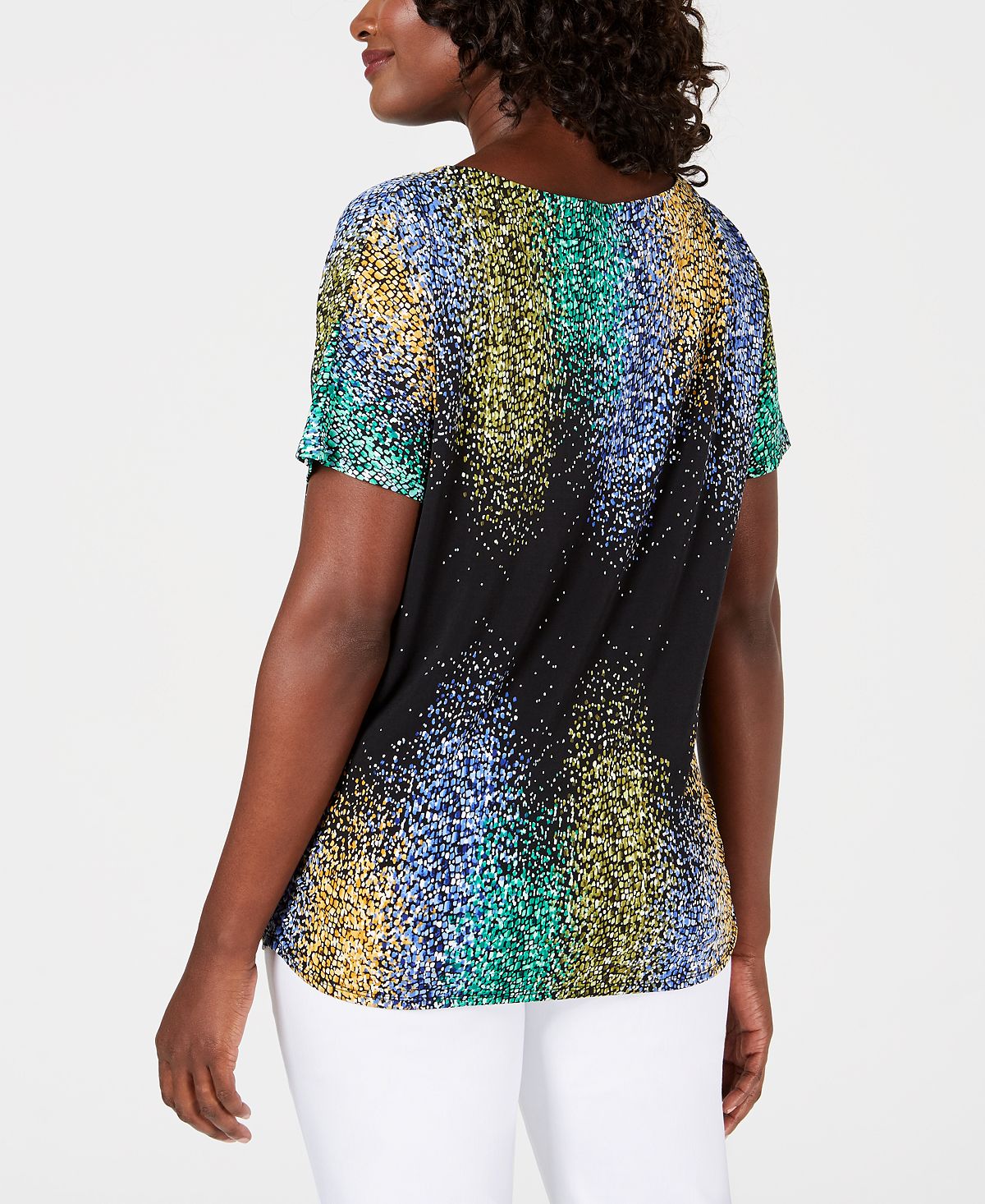 JM Collection Top Feminino com Manga Dolman e Estampa Floral Preto Tamanho Pequeno