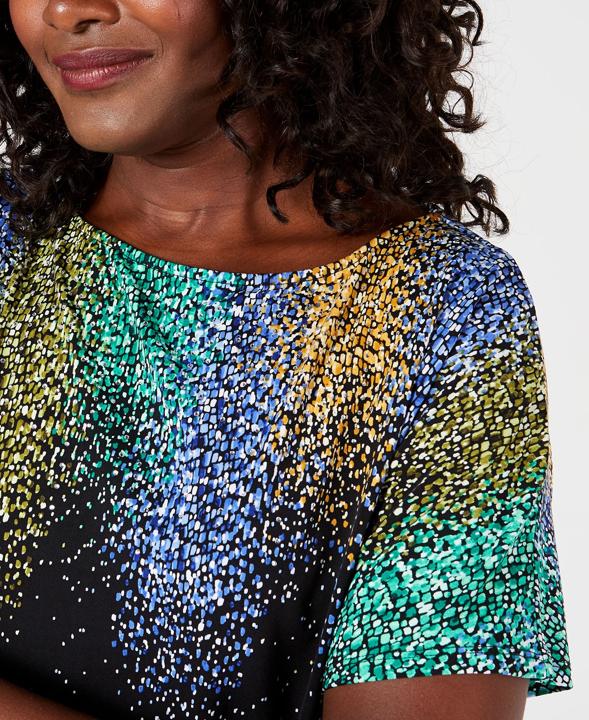 JM Collection Top Feminino com Manga Dolman e Estampa Floral Preto Tamanho Pequeno