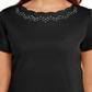 Camiseta feminina Karen Scott de algodão com gola recortada, preta, tamanho GG