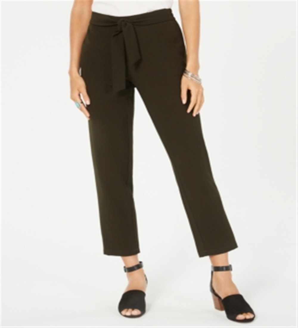 Calça curta feminina estilo &amp; co com amarração frontal, verde, tamanho 10, pequena