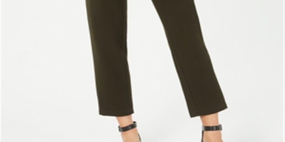 Calça curta feminina estilo &amp; co com amarração frontal, verde, tamanho 10, pequena