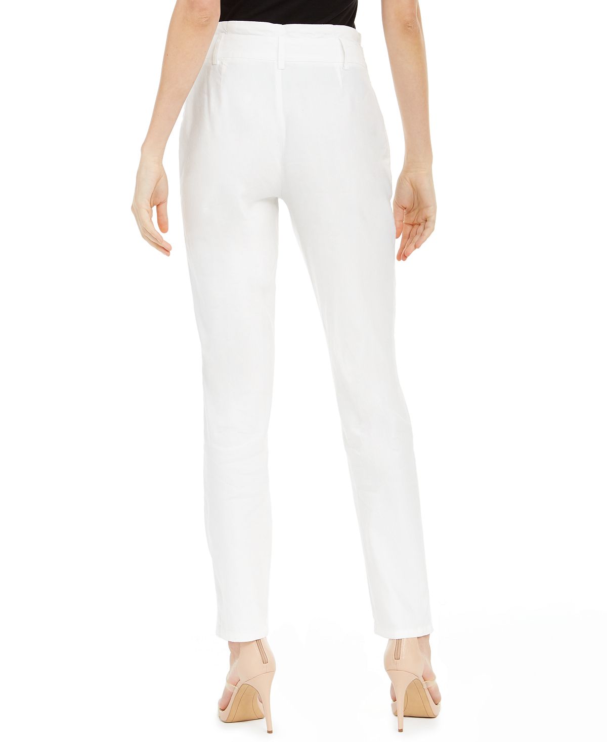 Calça afunilada feminina INC International Concepts com cintura de saco de papel, branca, tamanho 2, pequena