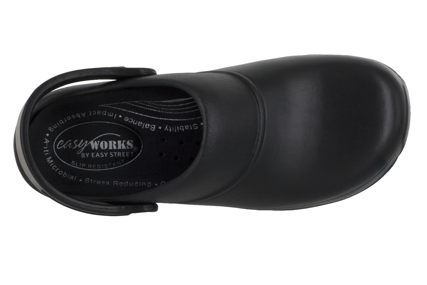 Tamancos antiderrapantes Easy Street Easy Works Time para mulheres, pretos, tamanho 7 M