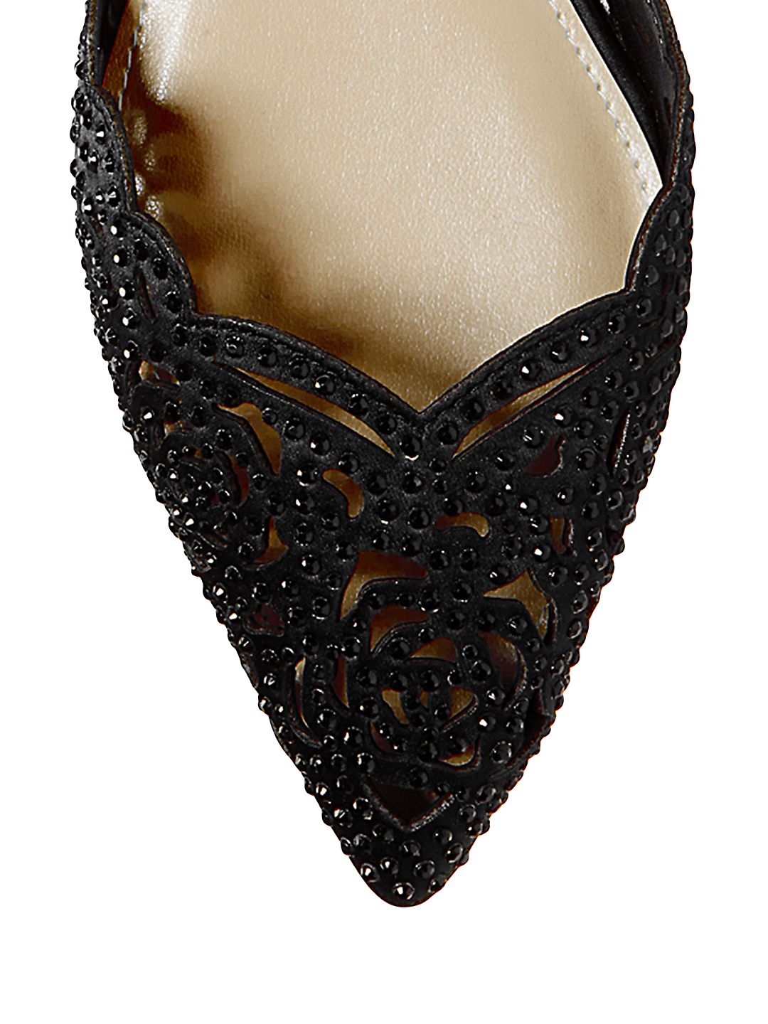 Sandália de noiva Betsey Johnson Lucy Leather com bico fino, feminina, preta, tamanho 9,5 m