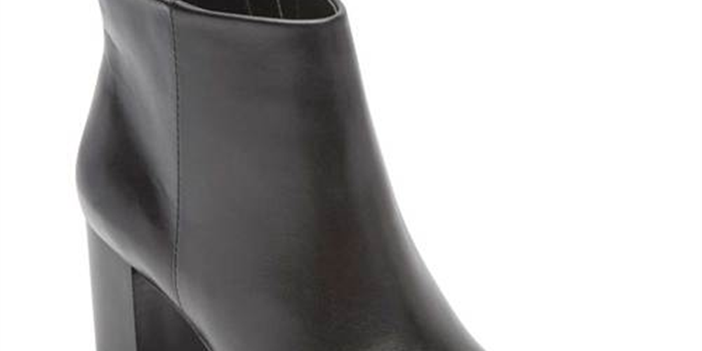 Botas de couro com zíper Rockport Flex Gore Accent Camdyn Block Heel, femininas, pretas, tamanho 8 M
