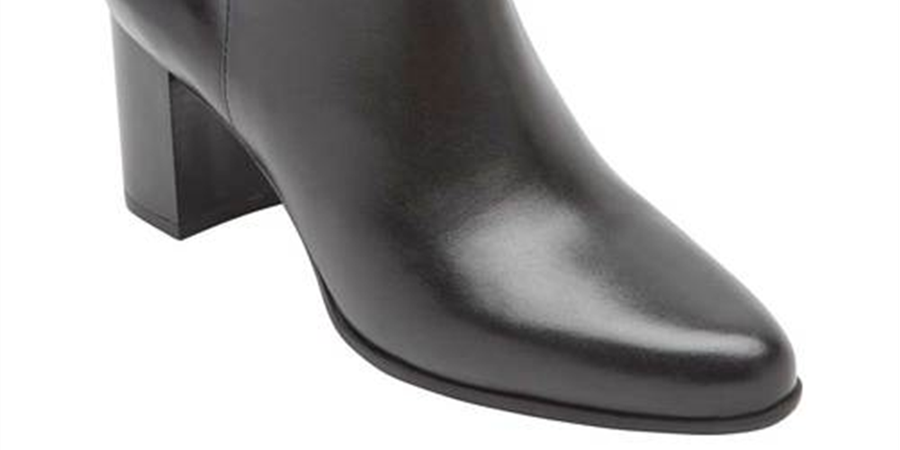 Botas de couro com zíper Rockport Flex Gore Accent Camdyn Block Heel, femininas, pretas, tamanho 8 M