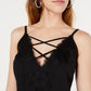 Camisola feminina Bar III com acabamento em renda e detalhes cruzados, preta, tamanho XX-G