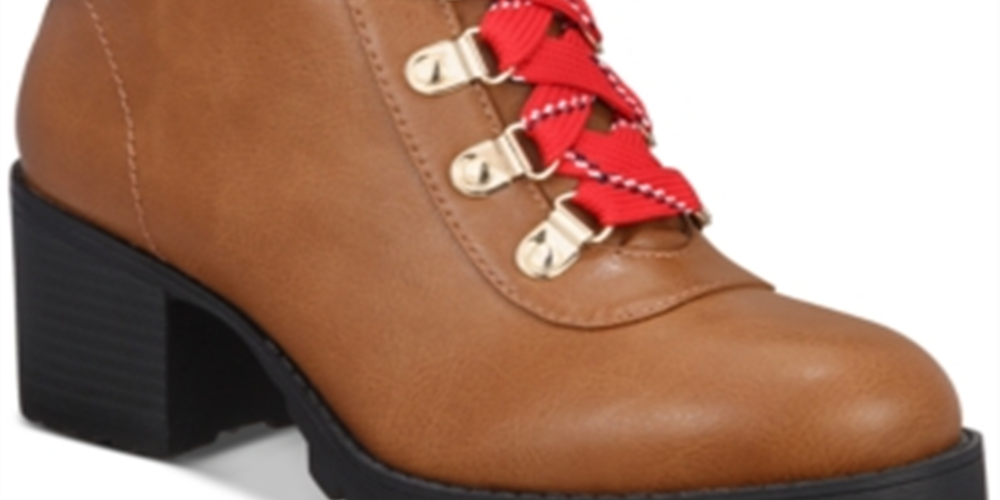 Material Girl Botas femininas com zíper e salto bloco e bico redondo, marrom, tamanho 6,5 M