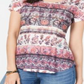 Camiseta feminina estampada manga curta estilo &amp; co rosa tamanho pequeno