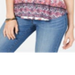Camiseta feminina estampada manga curta estilo &amp; co rosa tamanho pequeno