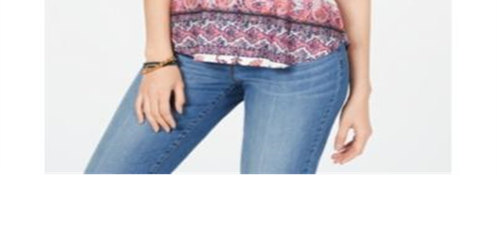 Camiseta feminina estampada manga curta estilo &amp; co rosa tamanho pequeno
